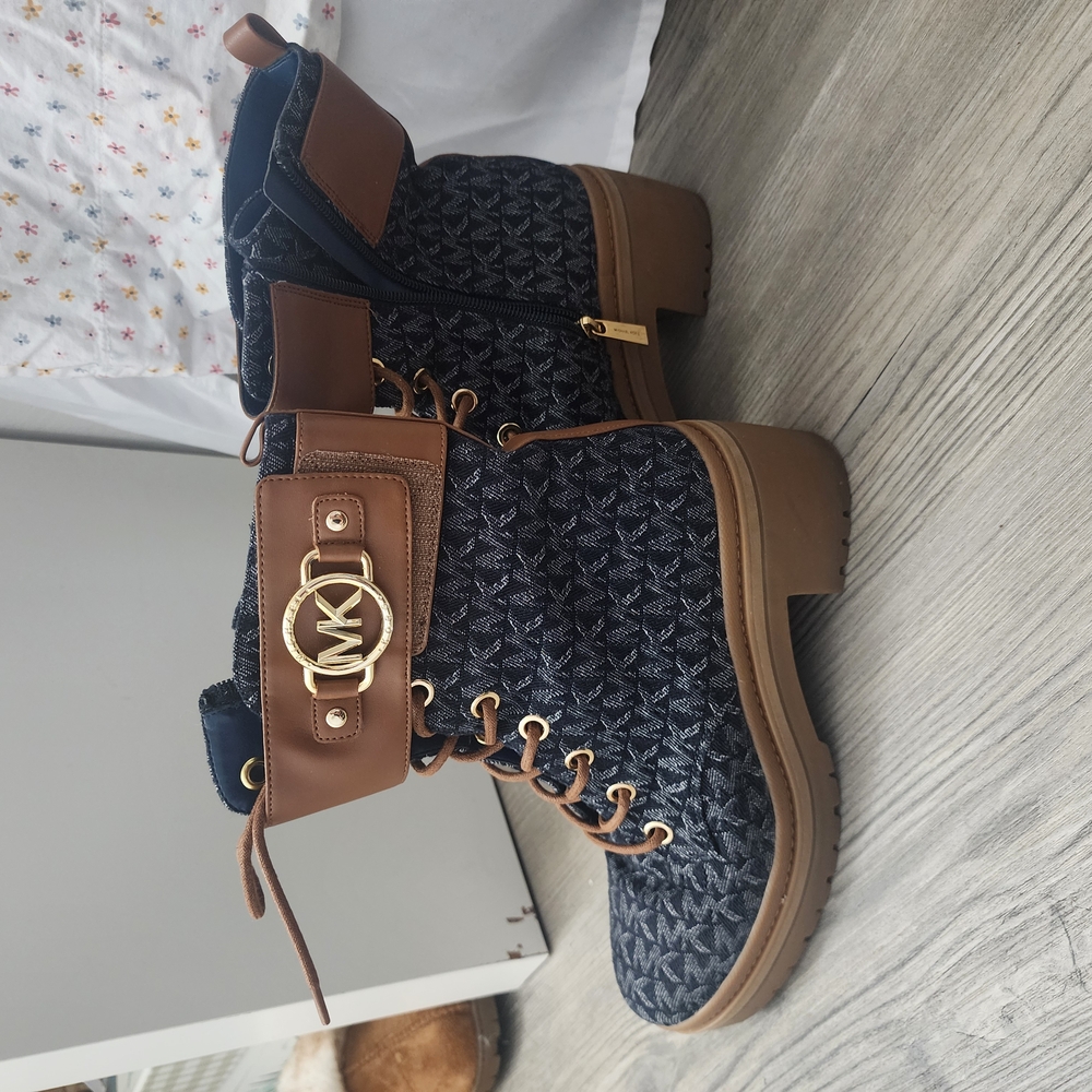 Michael Kors Blue and Brown Ankle Boots